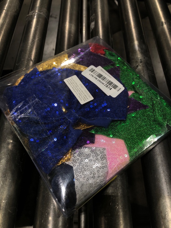 Photo 1 of Oaoleer 12PCS 7" Large Glitter Cheer Hair Bows Ponytail Holder Elastic Band Handmade for Cheerleading Teen Girls College Sports (Sequin Mixed-color 12PCS)