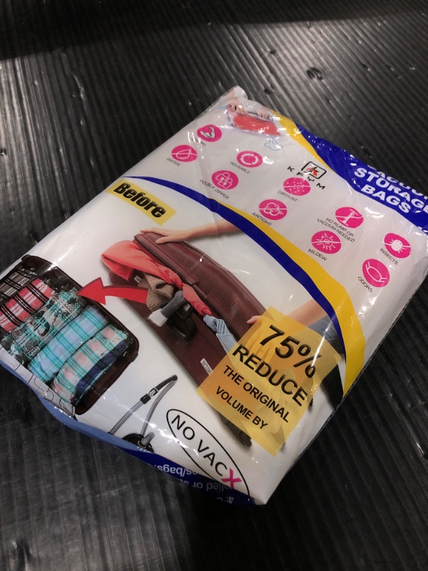 Photo 1 of 10Pack Travel Space Saver Bags (4 x S, 3 x L, 3 xL), Reusable KFYM Vacuum Travel Storage Bag, Saves 75% of Storage Space, Roll-Up Compression, No Need For Vacuum Machine Or Pump