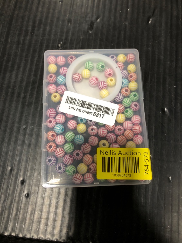 Photo 1 of 100pcs Volleyball Beads with 5.5 Yard Elastic Rope,Acrylic Sports Beads DIY Spacer for Necklace Bracelet Keychains Handmade Jewelry Making Accessories Craft Supplies,12mm(Rainbow Volleyball)