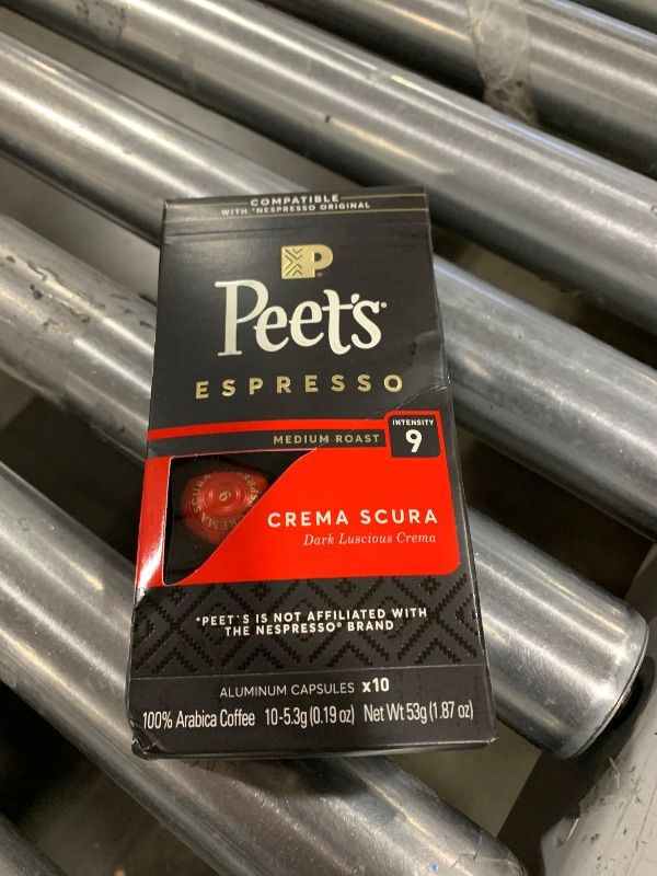 Photo 1 of Peet's Coffee, Medium Roast Espresso Capsules, Compatible with Nespresso Original Machine - Crema Scura Intensity 9, 10 Count (1 Box of 10 Espresso Capsules)