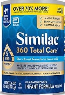 Photo 1 of Similac 360 Total Care Infant Formula, Has 5 HMO Prebiotics, Our Closest Prebiotic Blend to Breast Milk, Non-GMO, Baby Formula Powder, 36-oz Value Can
