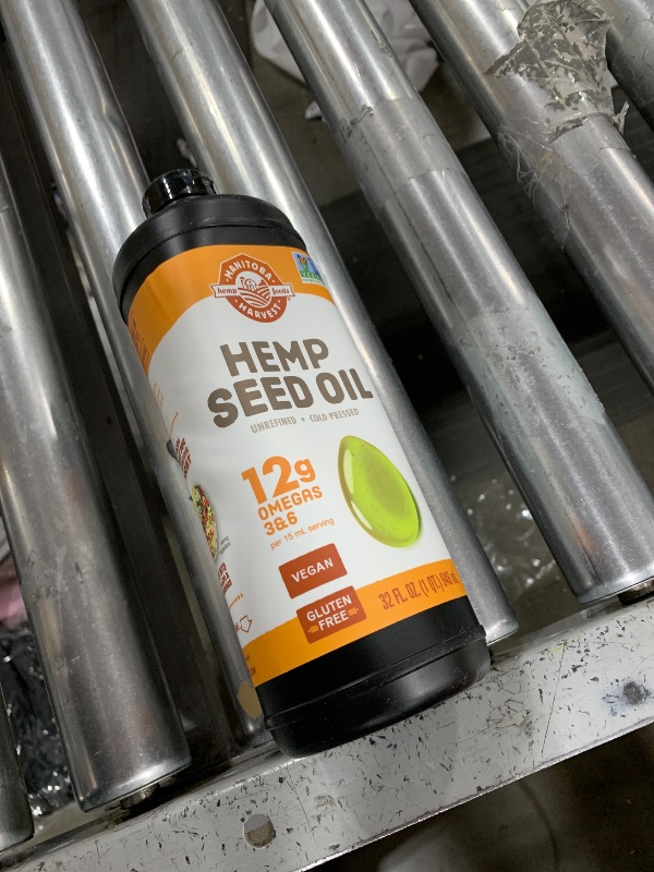 Photo 1 of Manitoba Harvest Hemp Seed Oil, Cold Pressed, Premium Quality, 12g of Omegas 3 & 6 Per Serving, Hydrate & Nourish Skin - Non GMO, Vegan, Gluten Free, Great for cooking, salad dressings, 32 Fl Oz