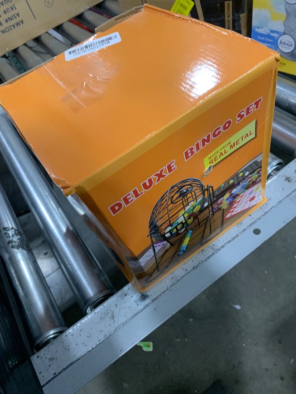 Photo 1 of Yuanhe Deluxe Bingo Game Set - Metal Round Cage, 75 Colored Bingo Balls, 100 Bingo Cards, 500 Mixed Chips and Master Board for Large Groups, Parties