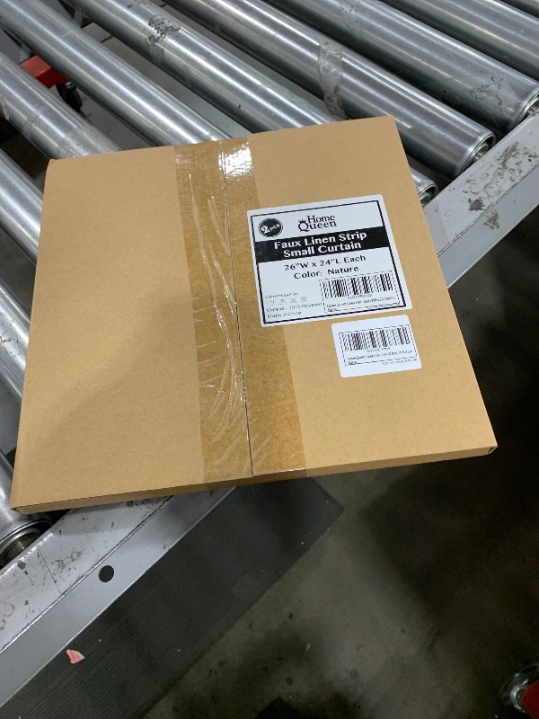 Photo 1 of Home Queen Kitchen Curtains 24 Inch Length Short Boho Striped Linen Cafe Drapes for Living Room Bedroom Bathroom Farmhouse Light Filtering Tier Set of 2, Natural and Khaki