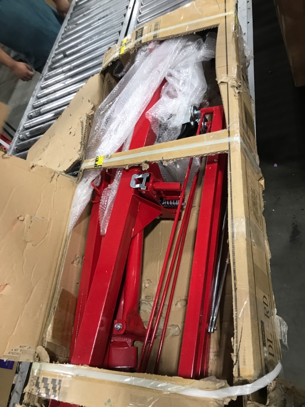 Photo 1 of Elevon 11FT Drywall Lift Panel Hoist Jack Lifter, 150LBS Heavy Duty Sheetrock Lift, Rolling Caster Wheels, Lockable Construction Tools, Adjustable Telescopic Arm, Red