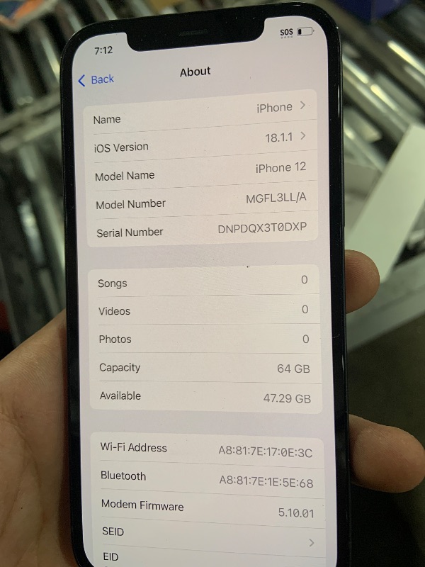 Photo 1 of Apple iPhone 12, 64GB, Black - Fully Unlocked (Renewed)