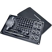 Photo 1 of 64 in 1 Gearless Ratchet Screwdriver Bit Set, Ultra Smooth Operation, Flat Handle for Tight Spots and High Torque, Magnetic Assembly, 58pcs 1/4 inch and 4mm S2 Steel Bits for Versatile Use
