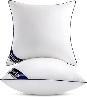 Photo 1 of Siluvia 20"x20" Pillow Inserts Set of 2 Decorative Square Square Throw 20 Pillows with 100% Cotton Cover for Sofa, Couch, and Bed - White
