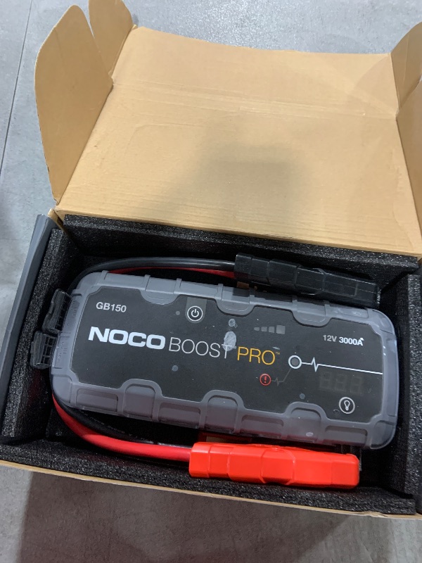 Photo 1 of NOCO Boost Pro GB150 3000A UltraSafe Car Battery Jump Starter, 12V Battery Pack, Battery Booster, Jump Box, Portable Charger and Jumper Cables for 9.0L Gasoline and 7.0L Diesel Engines