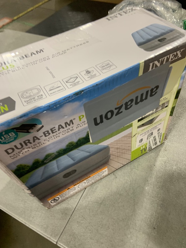 Photo 1 of Intex 64157E Dura-Beam Plus Mid-Rise Air Mattress: Fiber-Tech – Twin Size – Built-in USB Electric Pump – 14in Bed Height – 300lb Weight Capacity