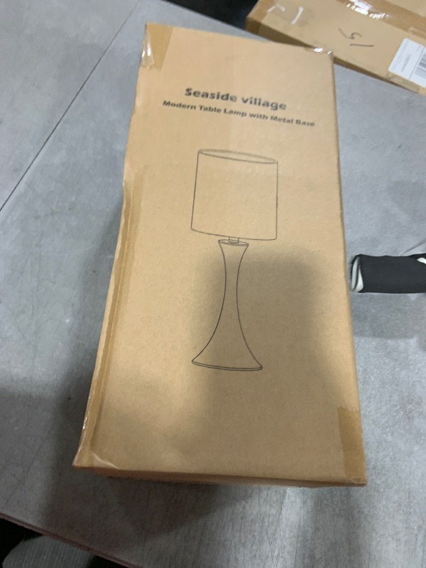 Photo 1 of 3 Way Touch Control Table Lamp, Dimmable Bedside Desk Lamp with Metal Base Modern Nightstand Lamp Stylish Grey Shade Simple Side Table Lamp for Bedroom, Living Room, Office or Den LED Bulb Included