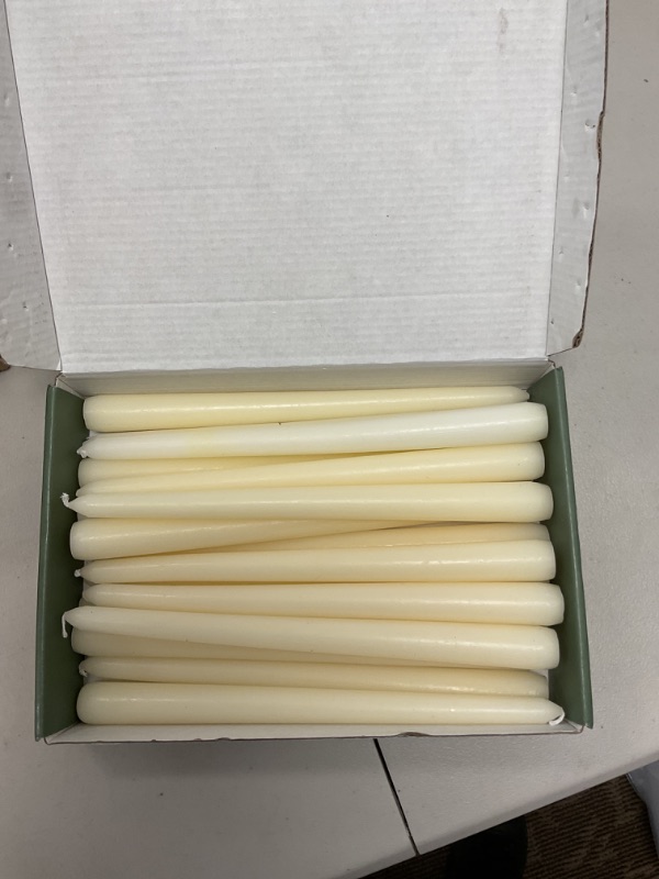 Photo 1 of Arosky 20 Pack Ivory Taper Candles, 7-8 Hours Burn Time, Unscented and Smokeless, 4/5 x 10 Inch Dinner Candle Set for Household, Wedding, Party and Home Décor Candlesticks