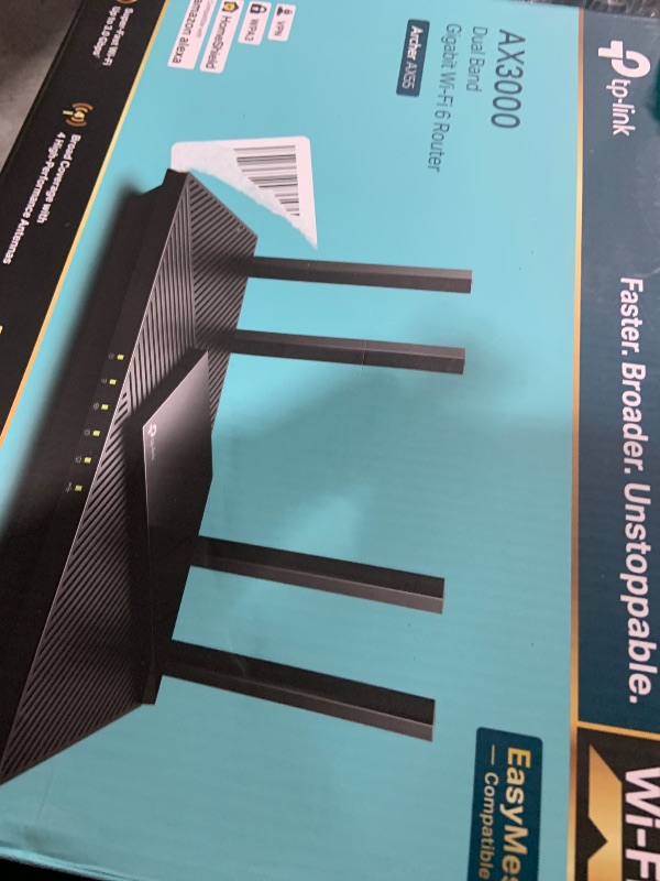 Photo 1 of TP-Link Dual-Band AX3000 Wi-Fi 6 Router Archer AX55 | Wireless Gigabit Internet Router for Home | EasyMesh Compatible | VPN Clients & Server | HomeShield, OFDMA, MU-MIMO | USB 3.0 | Secure by Design