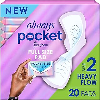 Photo 1 of Always Pocket Feminine Pads for Women with FlexFoam, Size 2, Heavy Flow, with Wings, Unscented, 20 Count