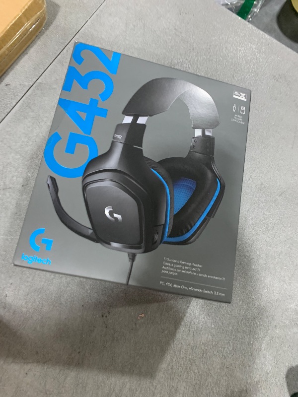 Photo 1 of Logitech G432 Wired Gaming Headset, 7.1 Surround Sound, DTS Headphone:X 2.0, Flip-to-Mute Mic, PC (Leatherette) Black/Blue