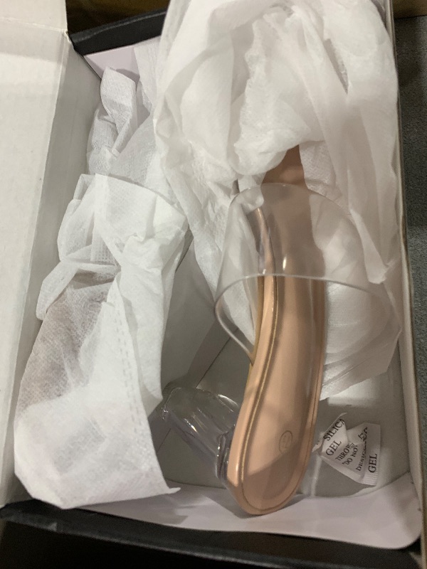 Photo 1 of mysoft Clear Heels for Women Transparent Two Strap Block Chunky Square Heel Sandals Open Toe Slip On Sandals EXP-7.5