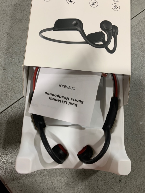 Photo 1 of Bone Conduction Headphones, Open Ear Wireless Headphones Bluetooth 5.3 Sport Headset with Mic,10H Playtime Sweatproof & Rainwater Proof Lightweight Earphones for Running, Gym, Cycling, Hiking(Red)