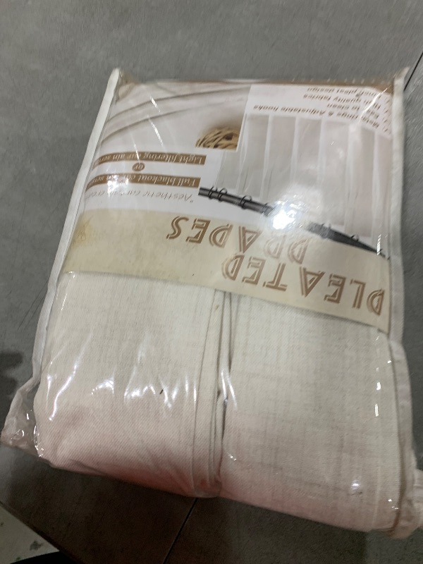 Photo 1 of Pinch Pleated Beige White Sheer Curtains 84 Inches Long, Light Filtering Linen Blend Neutral Boho Farmhouse Curtains with Hooks for Living Room/Nursery Window Drapes 84 inch Length 2 Panels Set