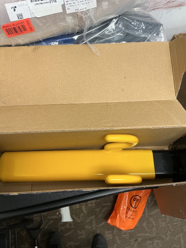 Photo 1 of Tevlaphee Steering Wheel Lock - Heavy Duty Antitheft Device and Car Security Lock with Adjustable Locking and 3 Keys - Great Vehicle and Truck Deterrent (Yellow)