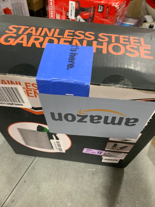 Photo 1 of Unywarse Garden Hose 100ft, Stainless Steel Heavy Duty Water Hose with 10 Function Nozzle Flexible, Lightweight, No-Kink, Pet Proof, Puncture Proof Metal Hose for Yard, Outdoor