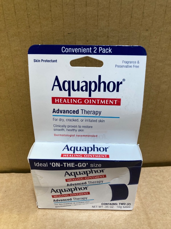 Photo 1 of Aquaphor Healing Ointment Advanced Therapy Skin Protectant, Dry Skin Body Moisturizer, 0.35 Oz Tube, Pack of 2