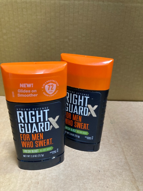 Photo 1 of 2pack Right Guard Xtreme Defense Fresh Blast Solid 2.6 Ounce 72Hr (76ml)