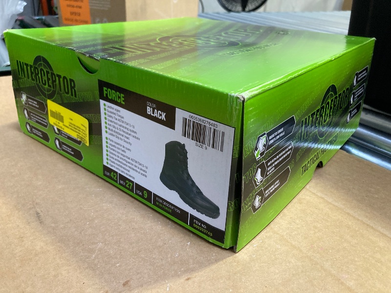 Photo 1 of Size 9--Interceptor Men's Force Tactical Steel Toe Work Boots Size 9