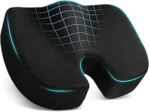Photo 1 of TushGuard Office/ Car Seat Cushion, Non-Slip Sciatica & Back Coccyx Tailbone Pain Relief Chair Pad, Memory Foam Butt Pillow for Computer Desk, Wheelchair, Driving (Black)