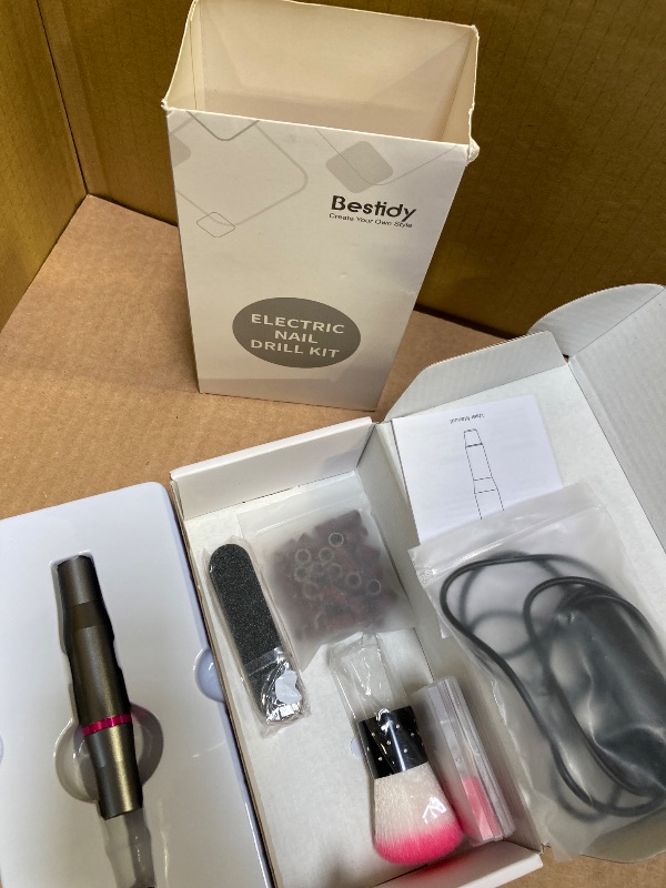 Photo 1 of Bestidy Best Gift Electric Nail Drill Kit, USB Manicure Pen Sander Polisher with 6 Pieces Changeable Drills and Sand Bands for Exfoliating, Polishing, Nail Removing, Acrylic Nail Tools (B-Black)