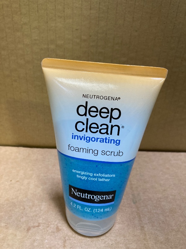 Photo 1 of Neutrogena Deep Clean Invigorating Foaming Facial Scrub with Glycerin, Cooling & Exfoliating Gel Face Wash to Remove Dirt, Oil & Makeup, 4.2 fl. oz