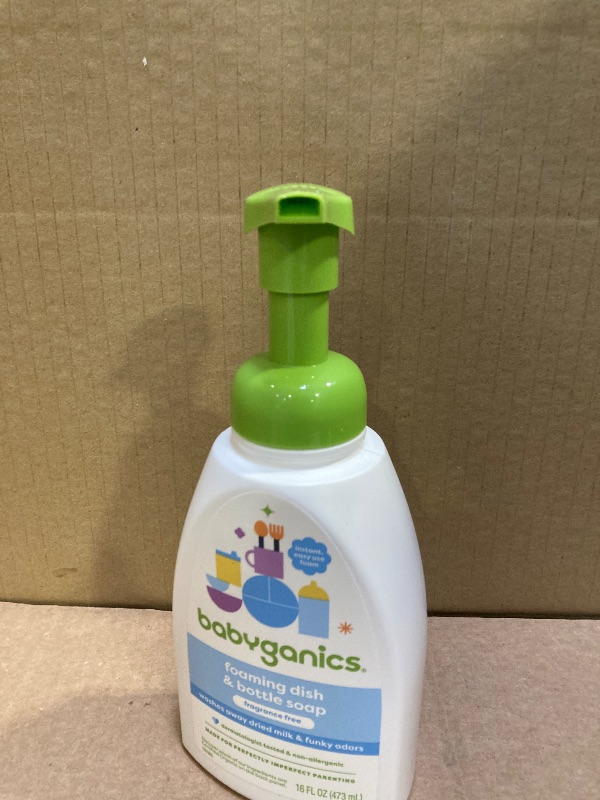 Photo 1 of Babyganics Foaming Dish Soap, Pump Bottle, Fragrance Free, 16 oz.