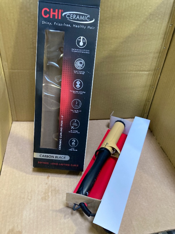Photo 1 of CHI Ceramic Curling Iron, Hair Curler For Shiny, Frizz-Free, & Healthy Hair, Auto-Shut Off & 5 Foot Swivel Cord, 1.5" Barrel