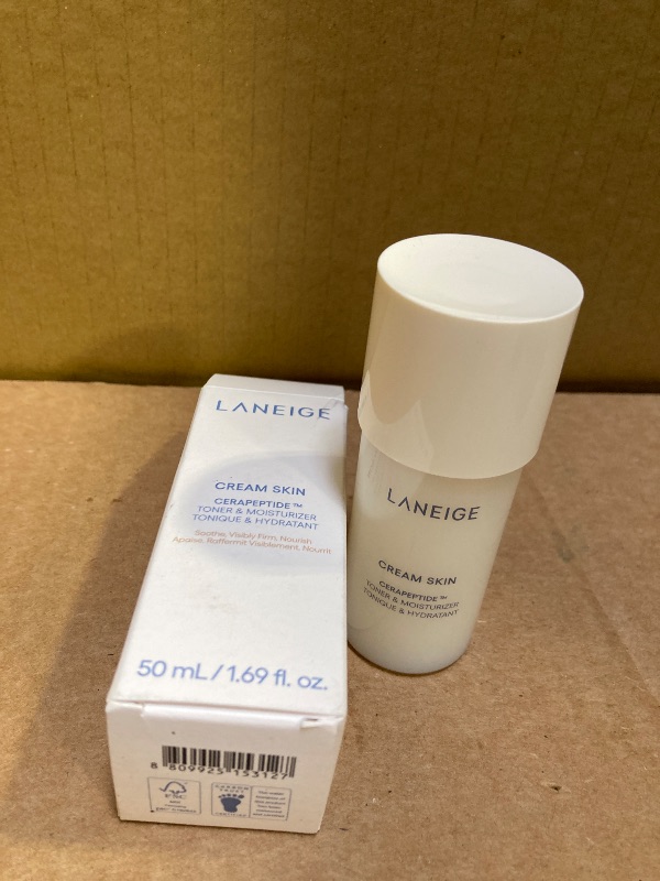 Photo 1 of LANEIGE Cream Skin Refillable Toner & Moisturizer Mini with Ceramides and Peptides: Korean Milky Toner, Amino Acid, Nourish, Hydrate, Barrier-Boosting, Visibly Firm 50 ml