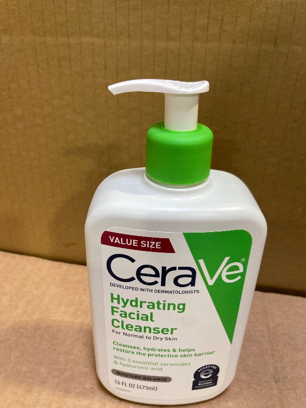 Photo 1 of CeraVe Hydrating Facial Cleanser, Moisturizing Face Wash For Dry Skin, Hyaluronic Acid + Ceramides + Glycerin, Hydrating Cleanser For Normal To Dry Skin, National Eczema Association Certified