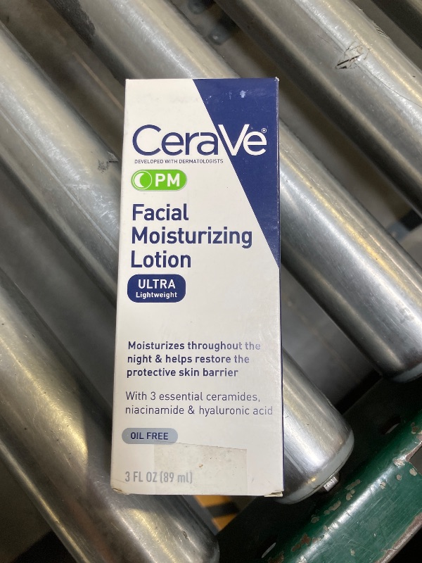 Photo 1 of CeraVe PM Facial Moisturizing Lotion, Night Cream with Hyaluronic Acid and Niacinamide, Ultra-Lightweight, Oil-Free Moisturizer for Face, 3 Ounce