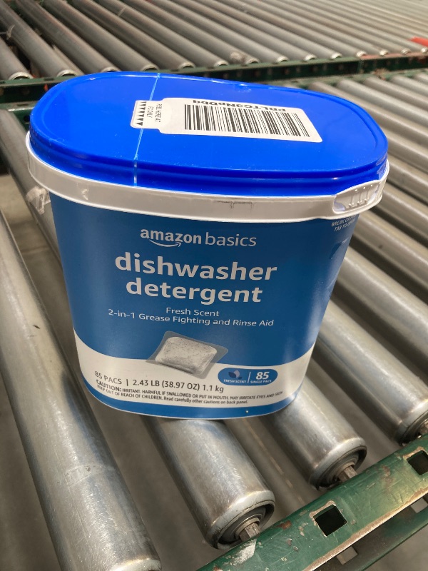 Photo 1 of Amazon Basics Dishwasher Detergent Pacs, Fresh Scent, 85 Count (Previously Solimo)