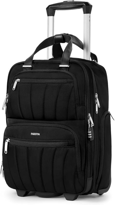 Photo 1 of  Underseat Carry On Luggage with Wheels, 16-inch Softside Rolling Bag, Lightweight Small Suitcase, Personal Item Travel Bag for Women (Black) 