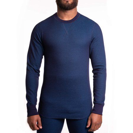 Photo 1 of  Hanes Raschel Mens Thermal Crew Shirt, Medium, Blue 