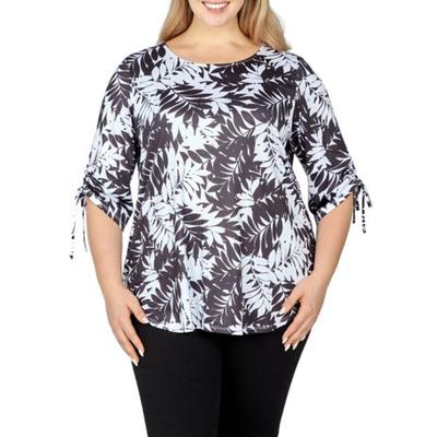 Photo 1 of  Larky Lark Womens Plus-Size Casual Tie Top in Cool & Casual Palm SIZE 2X