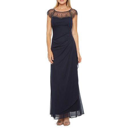 Photo 1 of  DJ Jaz Cap Sleeve Embellished Maxi Dress, 10, Blue 