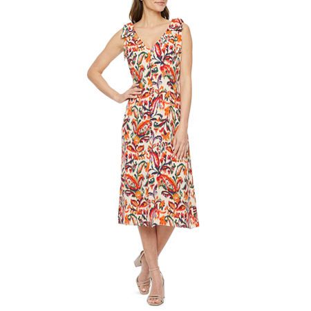 Photo 1 of  Maia Sleeveless MIDI Fit + Flare Dress, 8, White 