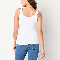Photo 1 of a.n.a Womens Scoop Neck Sleeveless Tank Top, WHITE, SIZE LARGE
