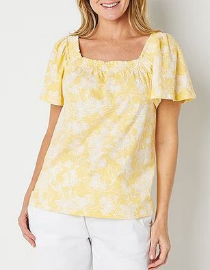 Photo 1 of St. John's Bay Womens Square Neck Short Sleeve Top, SIZE PS