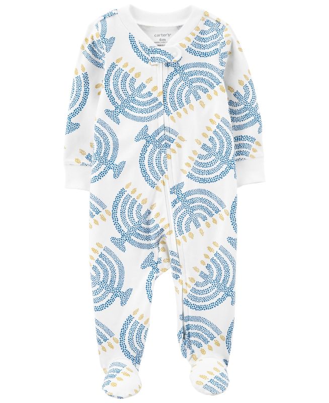 Photo 1 of  Baby Carter's Hanukkah 2-Way Zip Cotton Sleep & Play, Boy's, Size: 6 Months, Med Blue 
