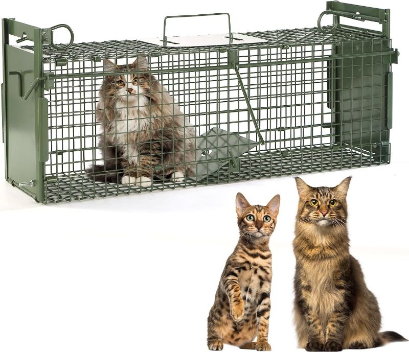 Photo 1 of  40" 2-Door Large Live Animal Traps for Stray Cats up to 17.6 pounds, Raccoons, Squirrel, Skunk, Mole, Groundhog, Armadillo, Rabbit, with Pedal Triggers 