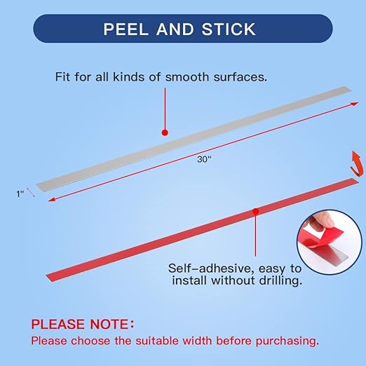 Photo 1 of 304 Brushed Stainless Steel Sheet Gap Filler, Metal Trim Strip for Wall Oven/Microwave Combo/Range/Cooktop, Self-Adhesive Gap Cover, 30" Long, 2'' Wide, 20Ga Thickness