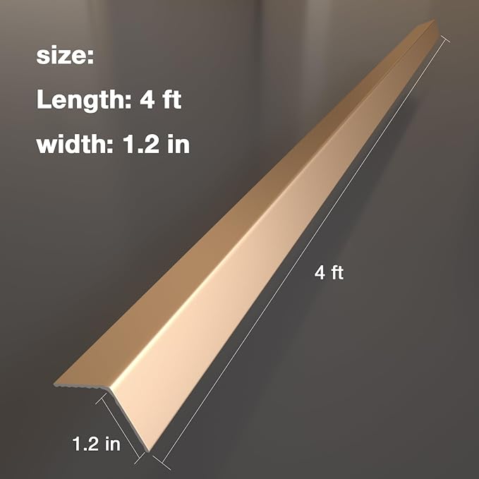 Photo 1 of NeatiEase Aluminum Corner Guards, Peel and Stick Metal Corner Protector Molding Trim for Wall Door Frame Cabinet Protection, Gold, 4ft x 1.2in (2pcs)