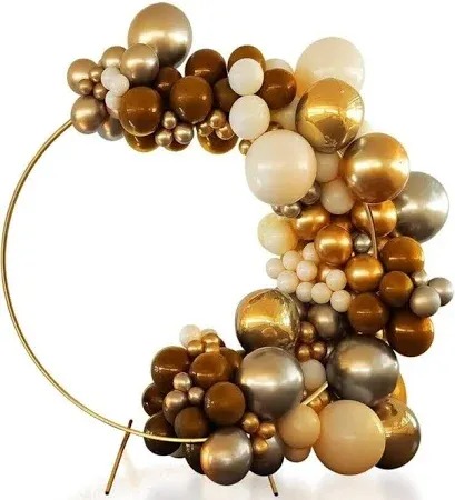 Photo 1 of 7.2Ft Round Backdrop Stand Circle Balloon Arch Frame Kit for Wedding Flower Ring Party Background Decoration (Aluminum/Gold)……