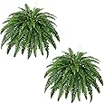 Photo 1 of 45" Fake Ferns, Realistic Large Artificial Bush Plants, 2 Artificial Boston Ferns with 59 Fronds for Outdoors Planter Indoor Home Garden Porch Decor