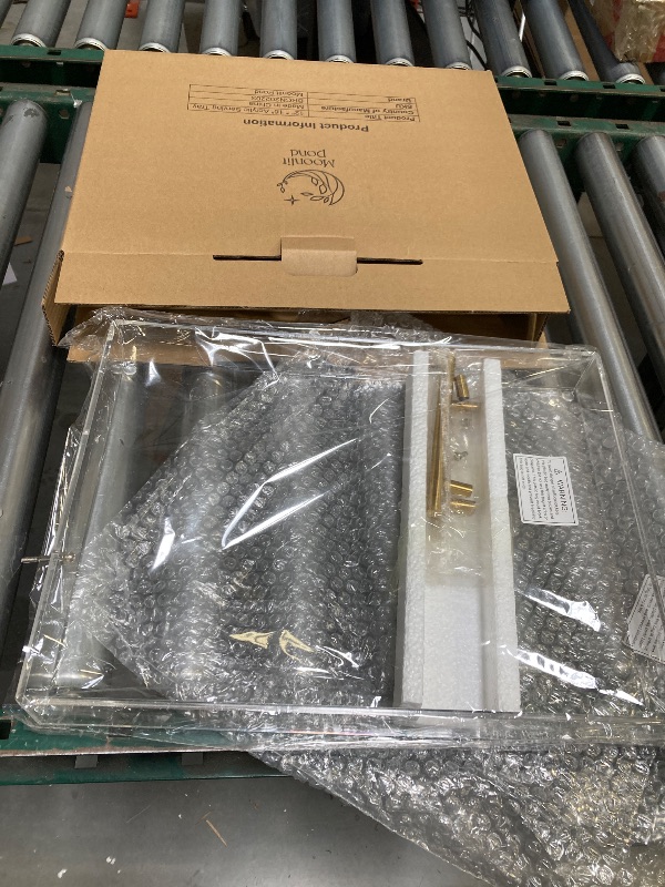 Photo 1 of 12"x16" Clear Acrylic Serving Tray with Golden Handles, Sturdy Huge Capacity Acrylic Tray for Coffee, Juice, Kitchen and Desk Organizer, Storage Tray (12"x16")
